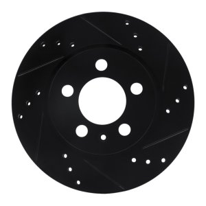 Audi TT Quattro Brake Rotor (1) - Rear Right - R1 Concepts - Drilled & Slotted - Black - `00-`06